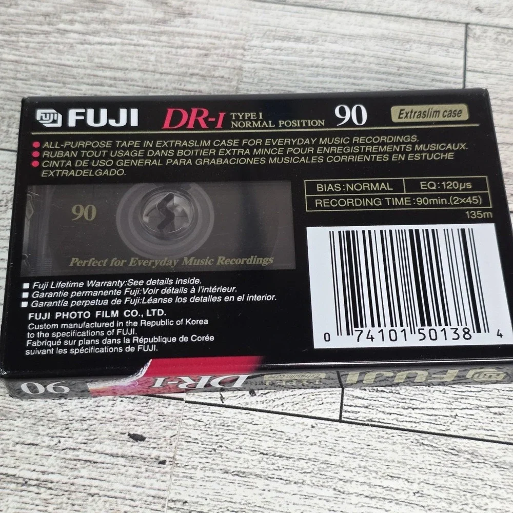 Lot Fuji DR-I 2 Pack 60 Min 1 90 Min Cassette Tape Type 1 Normal Bias Sealed NOS